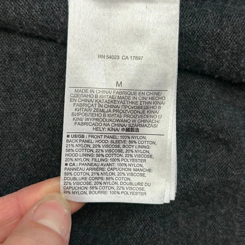 Banana Republic Hybrid Jacket Mens Medium Gray Knit Long Sleeve Hooded Full Zip